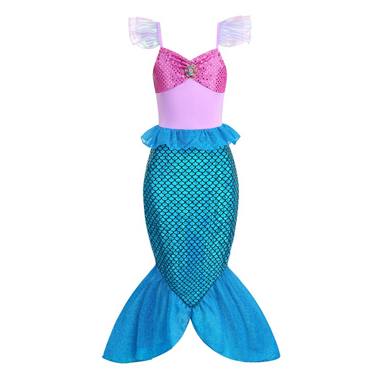 20.23 million Halloween Children's Mermaid Vest Dress Girl Baby Stylistics Flying Sleeve Princess Dress Fishtail Long Dress
