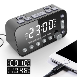 Amazon home bedside double alarm clock DAB/FM radio digital display large screen clock radio factory wholesale