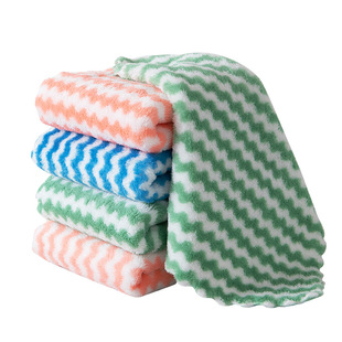 Coral Velvet Water Ripple Dishwashing Cloth Household Cleaning Rag Table Wiping Thickeneded Absorbent Dishwashing Cloth Kitchen Scouring Pad