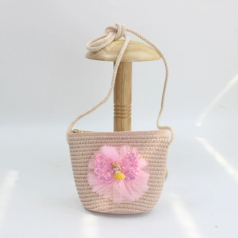 Straw Wallet Small Shoulder Bag, 14×12 cm, zipper cute crossbody pouch for men and women