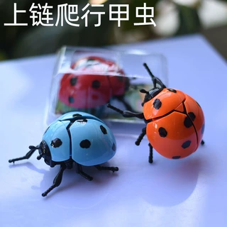 跨境创意上链仿真甲虫玩具儿童上发条甲壳虫瓢虫摆件爬行玩具批发
