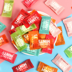網紅海鹽薄荷糖百香果菠蘿薄荷糖果清新口氣招待小零食散裝批發