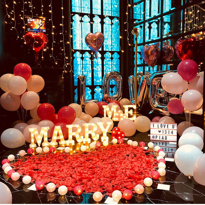 Chinese Valentine's Day marryme letter lamp indoor proposal confession layout decoration props set wholesale