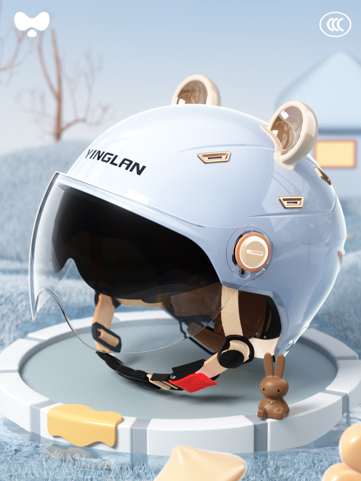 Universal – 3C Certified Double Motosiklet kaskı (dəbilqə) - 3c-double-visor-blue-hd-short-visor-class-a-new-national-standard-one-size