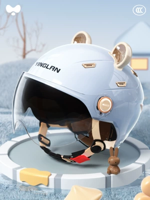 Electric Scooter Helmet with Dual Motosiklet kaskı (dəbilqə) - 3c-double-mirror-blue-hd-short-mirror-class-a-new-national-standard-one-size-fits-all