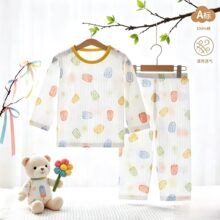 夏季婴儿睡衣纯棉外出家居服宝宝空调服男女童分体套装安阳童装