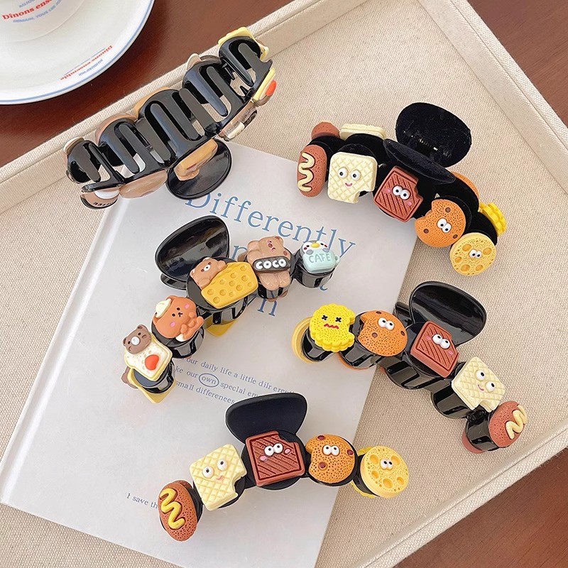 Hermosas galletas de dibujos animados agarre clip para mujeres 2025 nuevo creativo en línea gran clip de tiburón de cabeza detrás de clip de cabello
