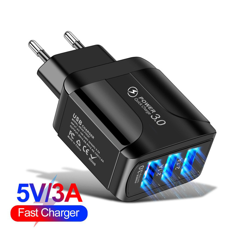 Butterfly luminous QC3.0 fast charging mobile phone charger square 3USB travel charger multi-port charging head cross-border wholesale Butterfly luminous QC3.0 fast charging mobile phone charger square 3USB travel charger multi-port charging head cross-border wholesale