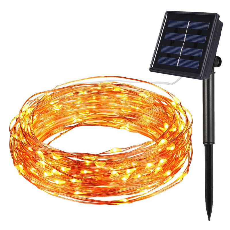 太陽能銅線燈串LED室外地插燈花園防水裝飾彩燈庭院氛圍燈