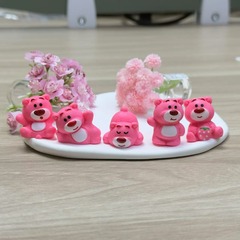 立体樹脂いちご熊車載微景観置物洞靴花クリームゴム携帯ケースDIYパッチ部品