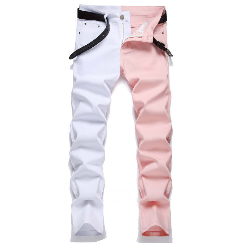 Jeans Men's Splicing Two-Color Fashion Trend Men's Denim Simple Personality Slim Men's Jeans Slightly Jeans Men's Splicing Two-Color Fashion Trend Men's Denim Simple Personality Slim Men's Jeans Slightly
