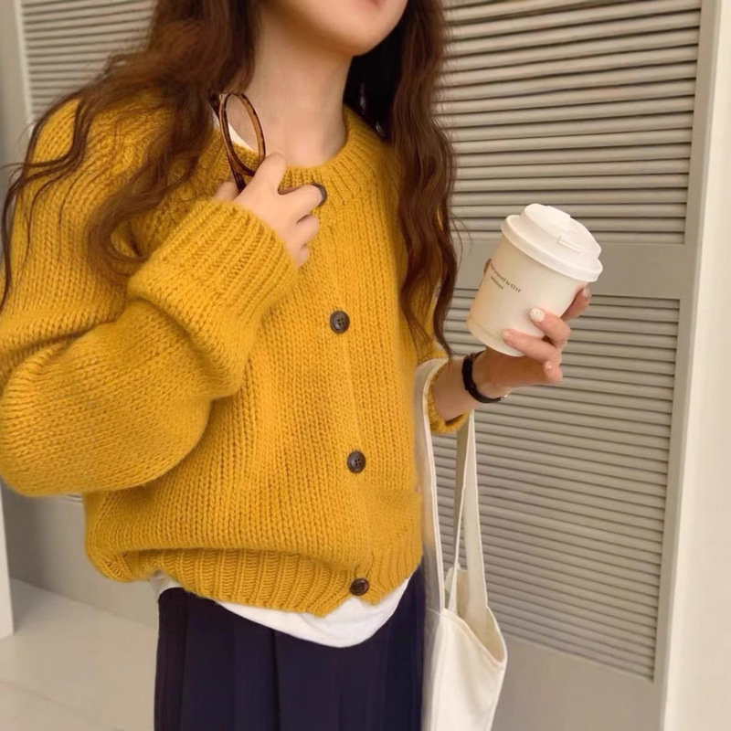 Merino 100% Pure Wool Cardigan Women's Autumn and Winter Short Thick Line European Classy Cashmere Knitwear Knitwear Jacket