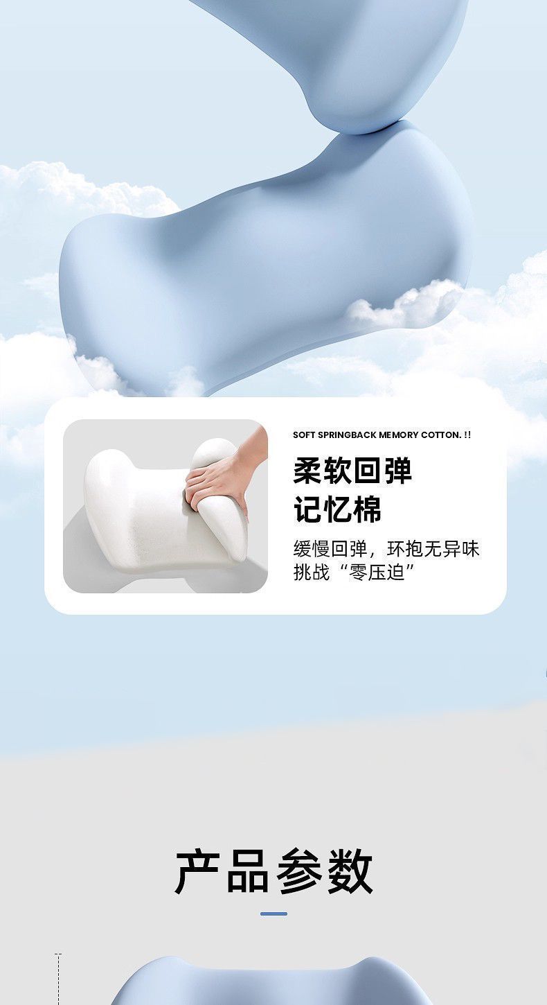 Cross-Border Amazon Memory Foam Slow Rebound Office Chair Lumbar Support Cushion Chair Backrest Cushion Pillow
