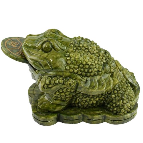 Natural Jade Gold Toad Shelf Ornament Large Three-Legged Toad Home Decor Shelf Feng Shui Shelf Artwork Jade Carving Craft