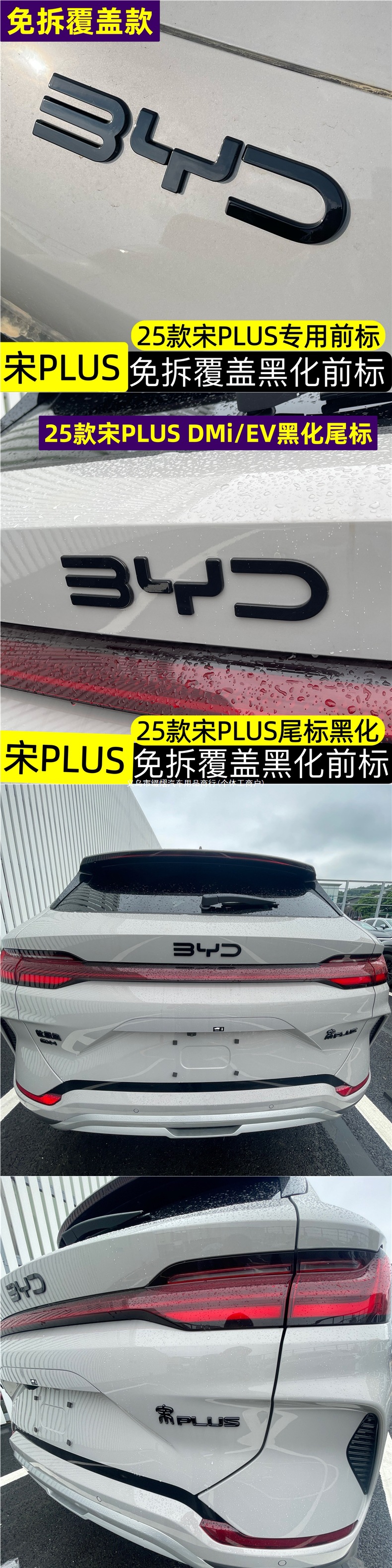 25 models of Song Plus DMI/EV Black Warrior blackened car emblems, non-removable covers for BYD, translucent front and rear emblems, spray-painted