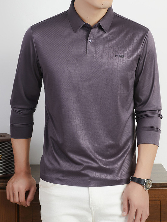 Kişi üçün uzunqol polo, tut ipəkli, biznes-casual