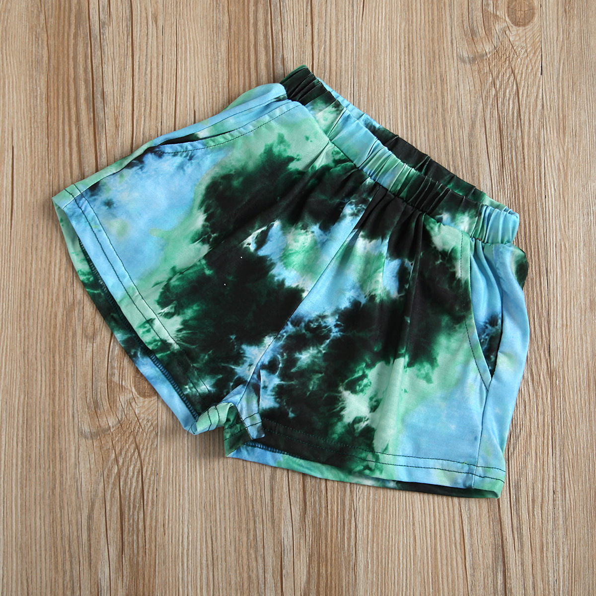 Kinder Tie-dye Rundhals Kurzarm Oberteil Und Rippshorts Set_voghion.com