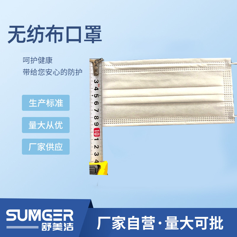 厂家生产210mm加长无纺布口罩外点三层加长无纺布口罩防雾一次性