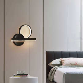 现代轻奢铁艺壁灯卧室床头极简创意酒店壁灯别墅走廊客厅背景墙灯