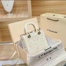 芭妮王妃小众品牌正品2024新款真皮刺绣高级戴妃包包女单肩斜挎包