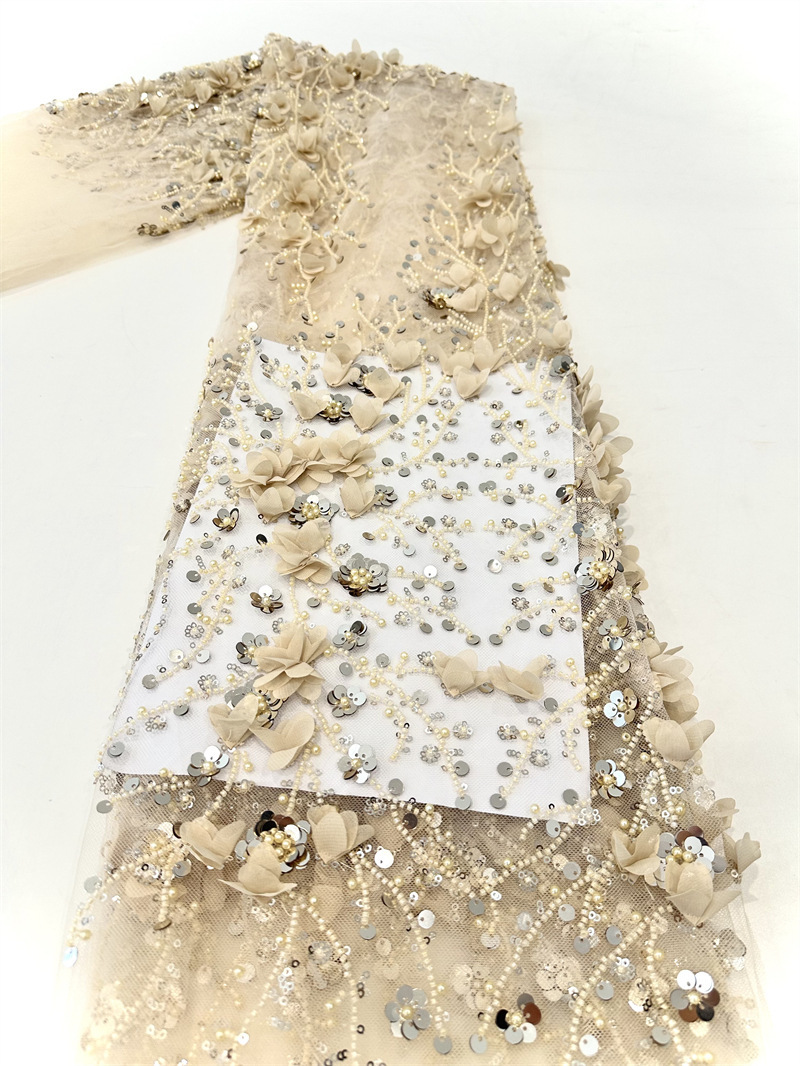 Flor de moda pegatinas tubo de perlas sequin tejido bordado vestido de novia vestido de moda vestido de tela pequeña tela de aire fresco image 11