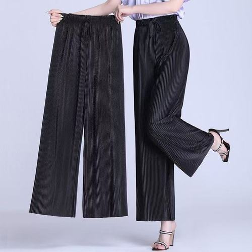 Main event pleated wide-leg women's pants high-waisted drape spring loose casual pants ice feel pants ice silk floor-length pants