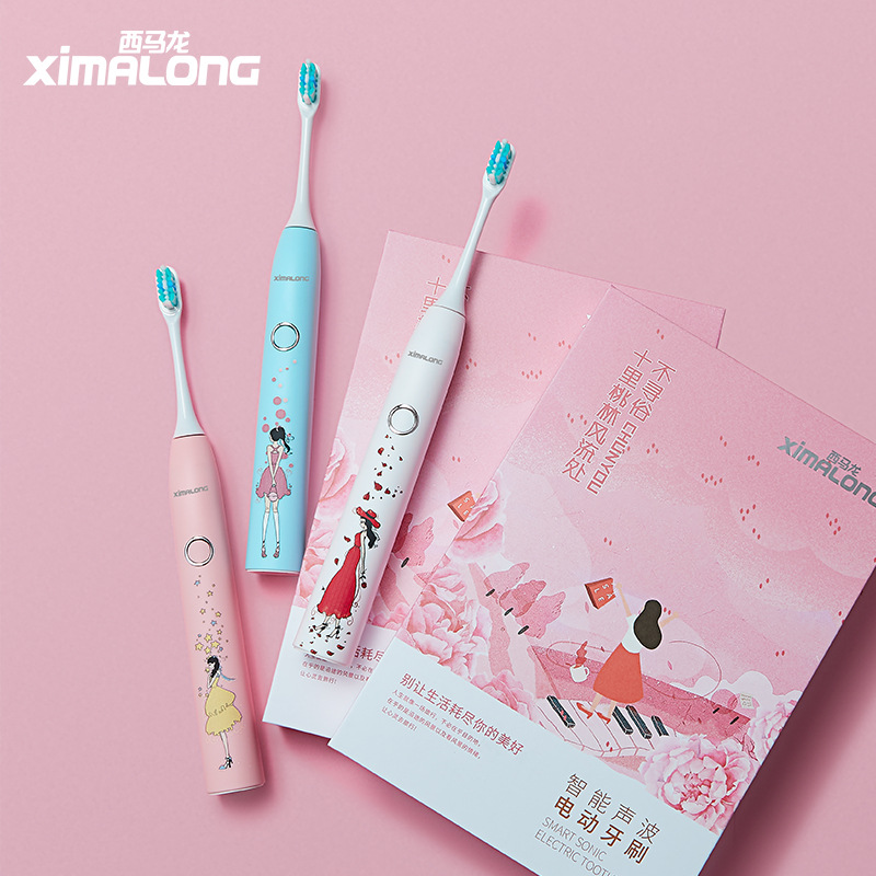 Cimarron Electric Toothbrush For Girls Home Gift Waterproof Home Travel Smart Sonic Soft Fine Hair Toothbrush