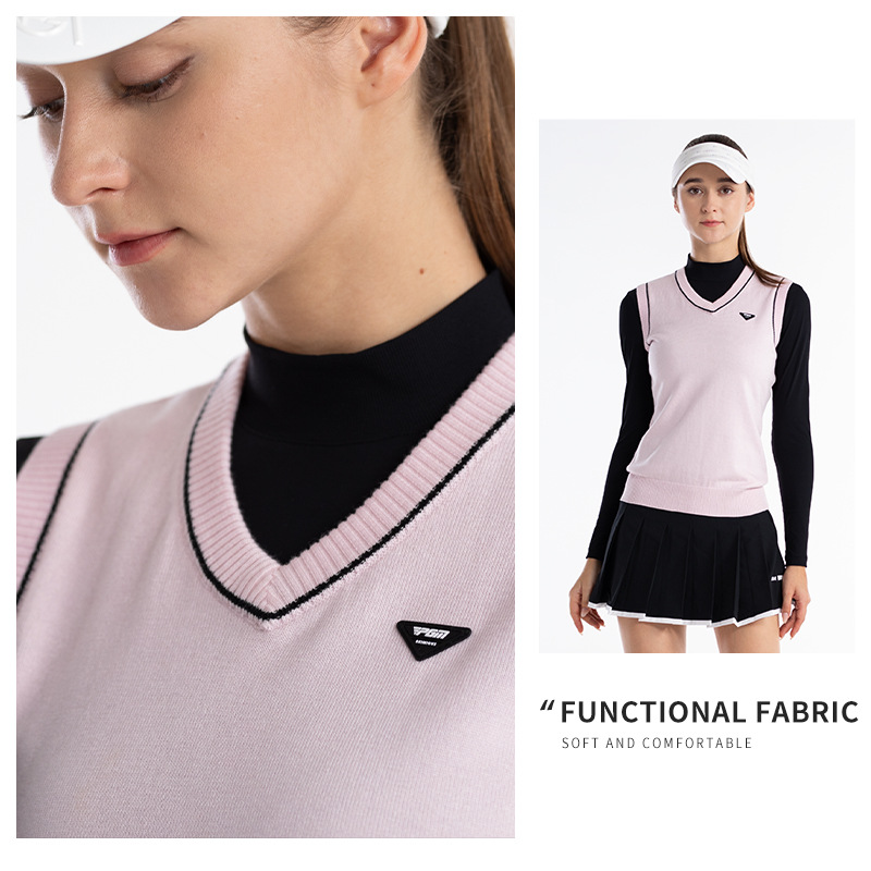 Áo vest len cổ chữ V nữ dệt kim cổ điển dễ phối — YF658-Trắng, YF658-Đen, YF658-màu hồng