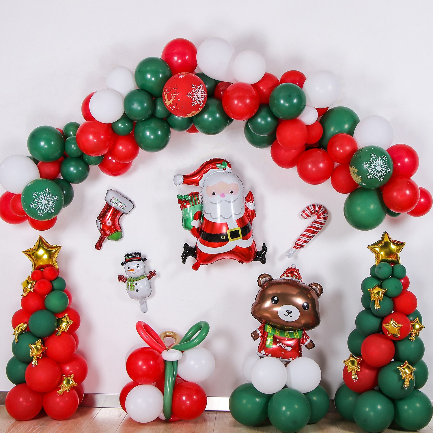 Suministros de decoración de Navidad Regalos de Navidad 2025 Juego de globos de Navidad Combinación Cadena de globos Globos de fiesta de Navidad