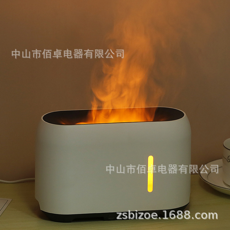 【热销火焰】跨境创意超声波火焰香薰机桌面木纹24V家用加湿器详情4