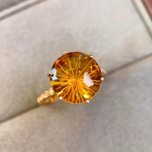 Fubei Diamond Jewelry 18K Gold Yellow Crystal Ring Diamond Inlaid Crystal Clean Small Fresh Ring
