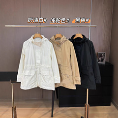 508185秋经典收腰风衣立领连帽防雨山系户外休闲冲锋衣工装外套女