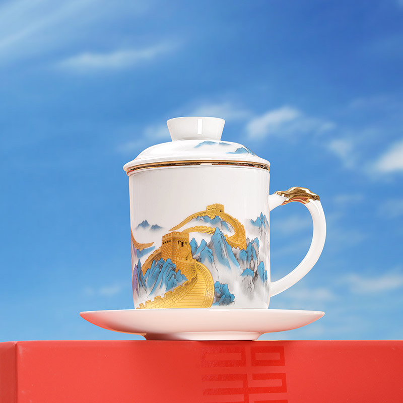 Taza de porcelana de hueso taza de separación de té taza de cerámica taza de porcelana con filtración taza de regalo taza de regalo logotipo personalizado