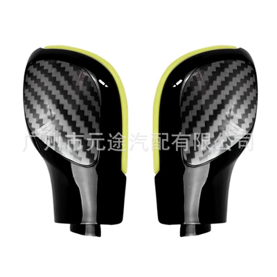 Cab and accessories: for Volkswagen Passat B7/B8/Cc R20 - sk-vw366-1-pair-of-side-covers-yellow-edge-carbon-fiber-pattern-piano-black-shell