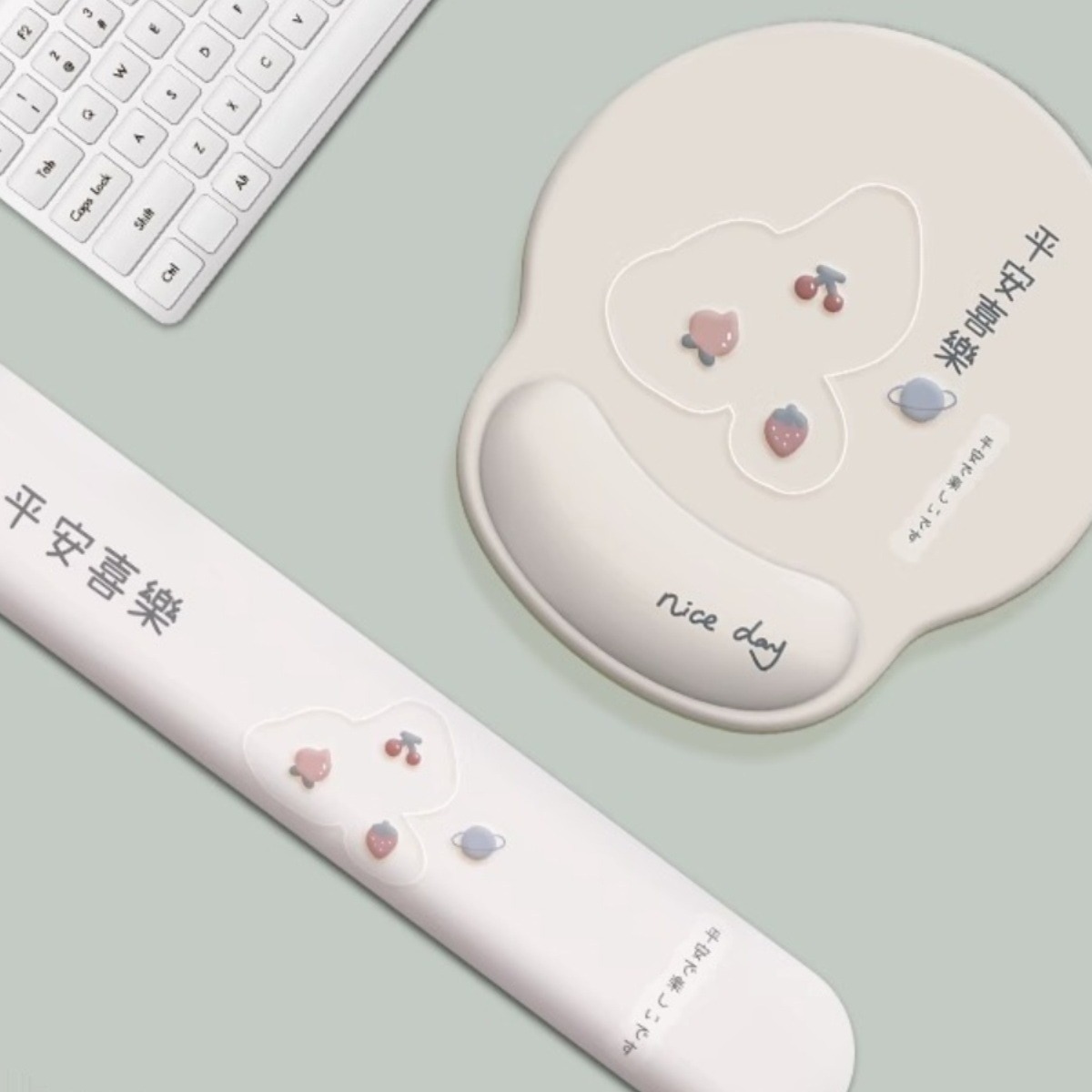 귀여운 만화 손목 보호 마우스 패드, 여자 직장인을 위한 손목 보호용 컴퓨터 키보드 패드, 고무 메모리폼 손목 받침대