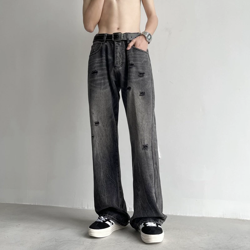 Джинсы летние Tide, fashionable брюки американский стиль, свободный прямой крой