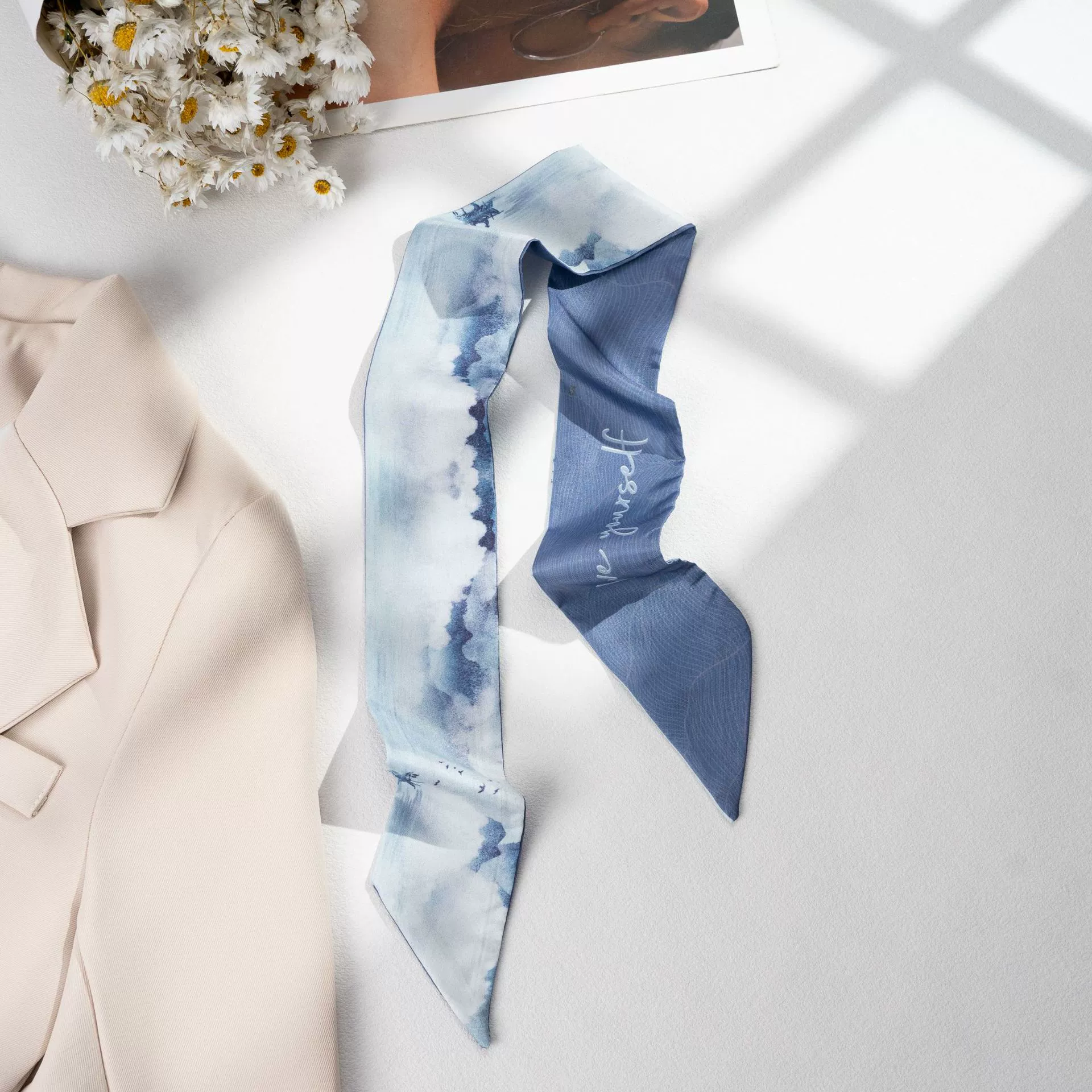Silk Scarf Hairband (Suhang) long streamer 89×3.8 cm, lightweight gift box option