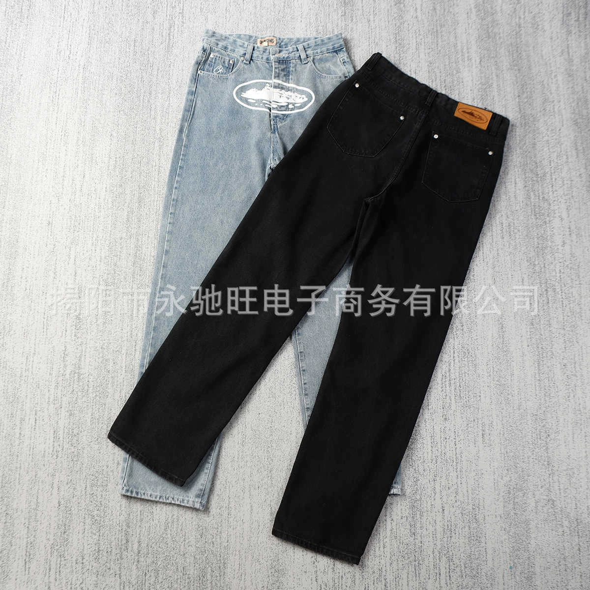 Трансграничная коммерция классический Алькатрас с принтом повседневная высокая улица джинсы для мужчин свободный тренд дикие прямые брюки