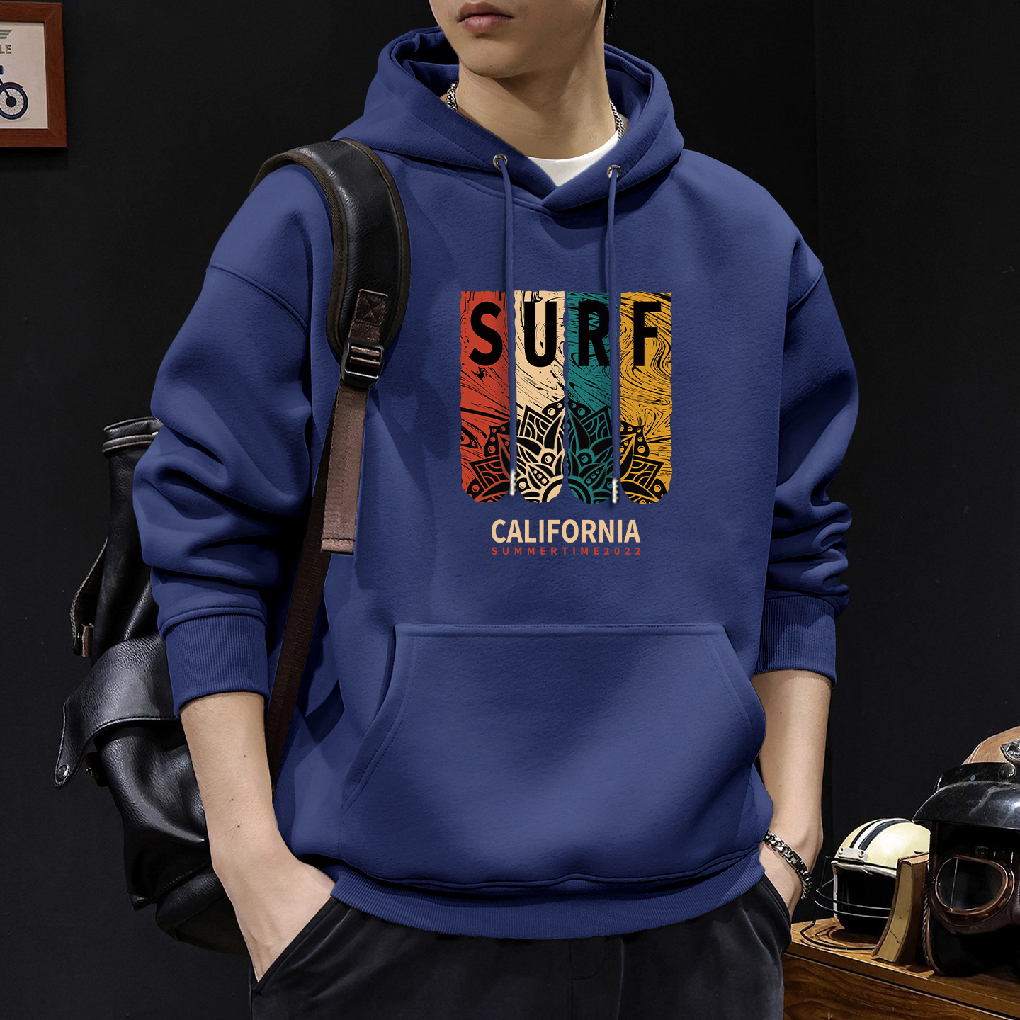 Chaqueta con capuz para hombres con veludo de otoño americano ropa de alta calle marca de moda de otoño y invierno chaqueta pesada de alto gramo
