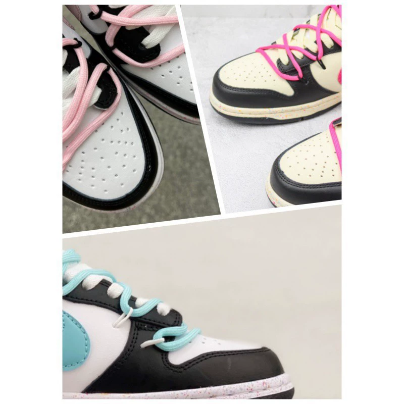 Высококачественная DUNK co -брендовая цветовая комбинация три крюка черный и белый порошок разборный рисунок dunk серия низкий -топ спортивные скейтборд обувь