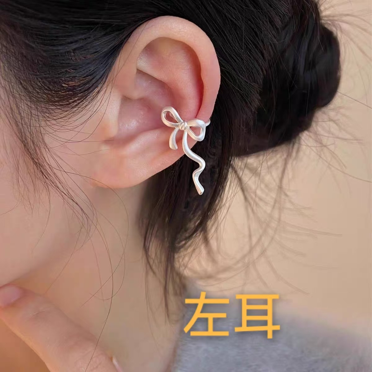 Ballet Ribbon "diseño original ballet estilo bowknot clip de hueso de la oreja clip de hueso de la oreja de temperamento sin orejas perforadas para mujer clip de hueso de la oreja