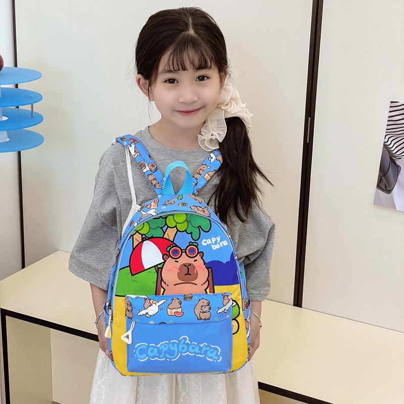 Caricatura lindas mochilas para niños y niñas bonitas mochilas para estudiantes de la escuela primaria Capibara nuevas mochilas infantiles de impresión