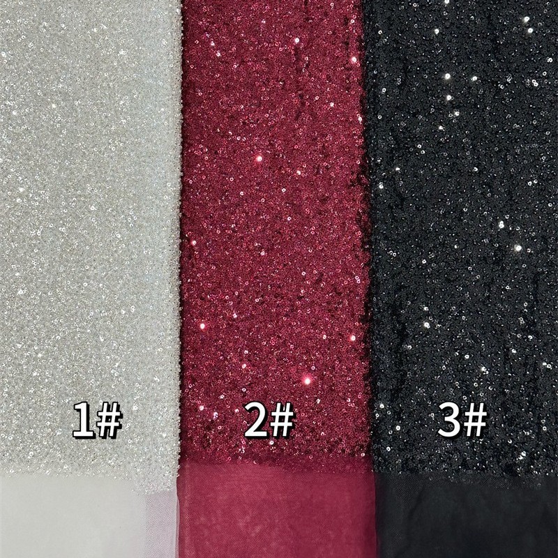 Comercio exterior transfronterizo de alta densidad full sequins tubo de perlas modelo de tela bordada vestido de novia cena tela bordada tridimensional