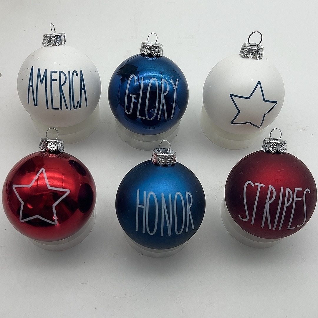 Transfronterizo Día de la Independencia de EE. UU. 6cm12 piezas Pintado Bola de Navidad Estrella Bandera Impresión Bola colgante