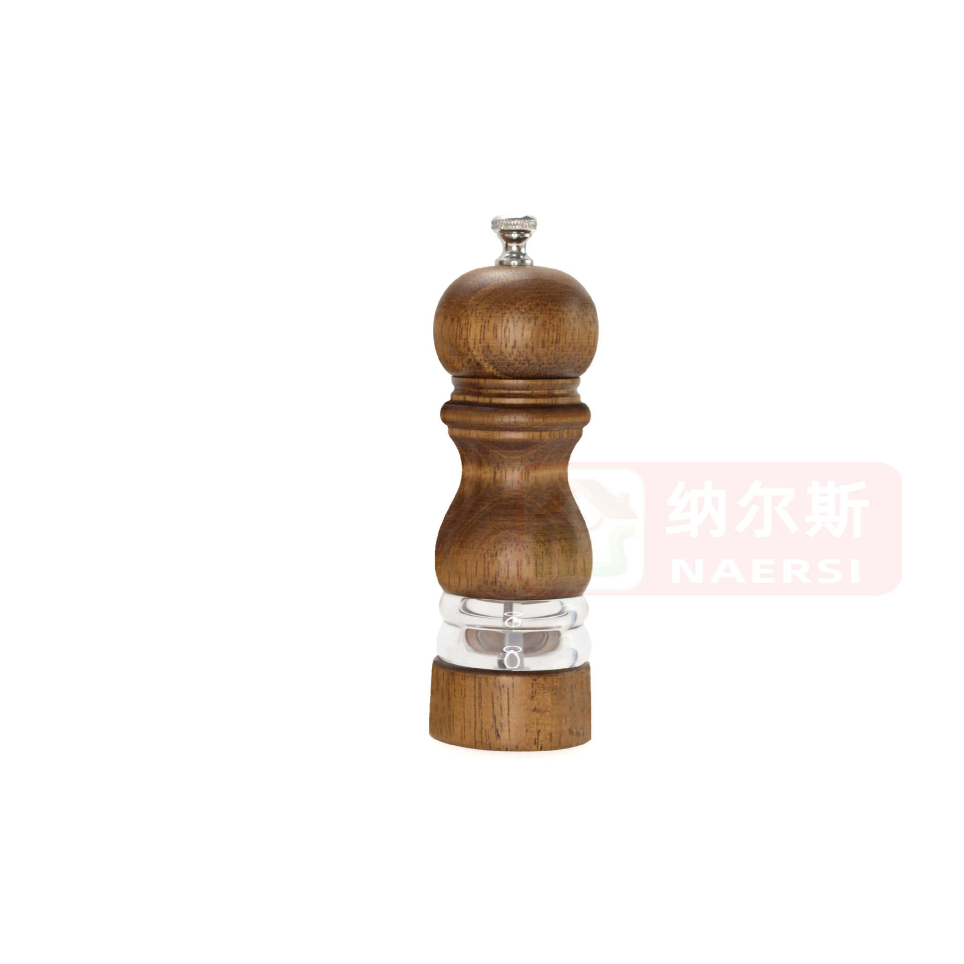  Molinillo manual de pimienta o sal, cuerpo acrílico y núcleo cerámico, diseño clásico de madera, utensilio de cocina