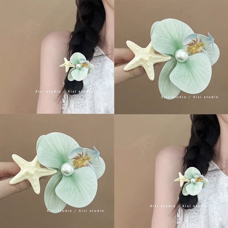 2025 Original [Romantic Island] Summer Seaside Holiday Hairpin Phalaenopsis Starfish Side Clip Hair Accessories