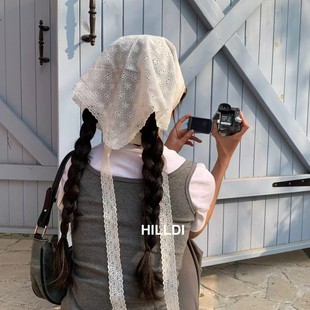 Early Spring Fashion Single Triangle Lace Dress Curtain Exquisite Embroidered Cotton Toe Hijab French Versatile Triangle
