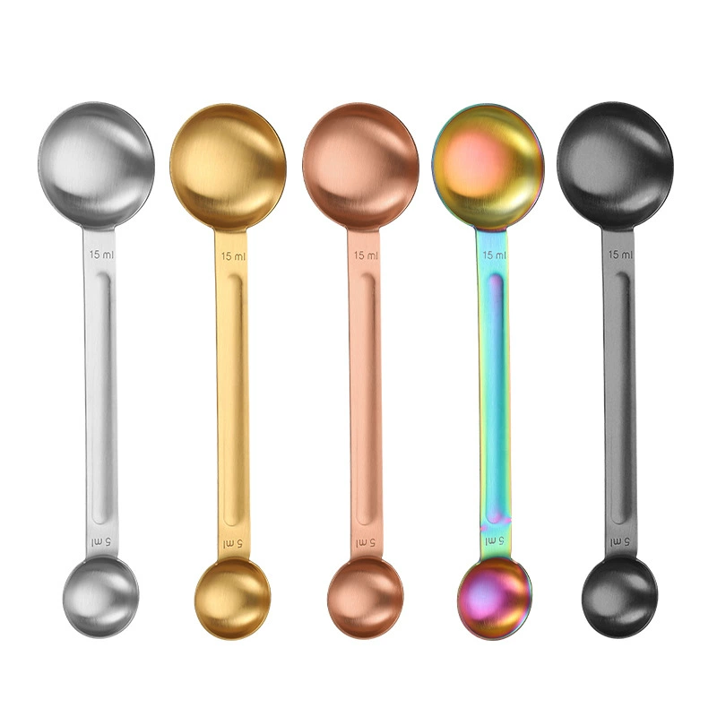 Creative colored 430 stainless steel integrated two-use coffee bean scoop baking tool measuring spoon