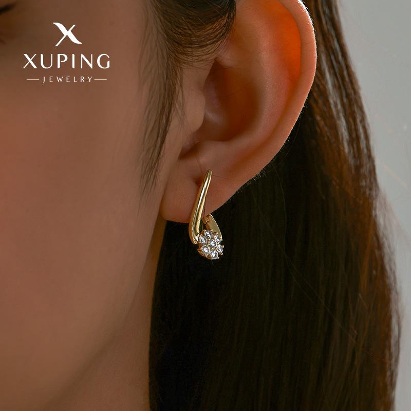 Pendientes Triangulares de Piedras Preciosas Artificiales de Diseño Versátil y Moderno de Xuping, Pendientes Sencillos y Elegantes para Mujer