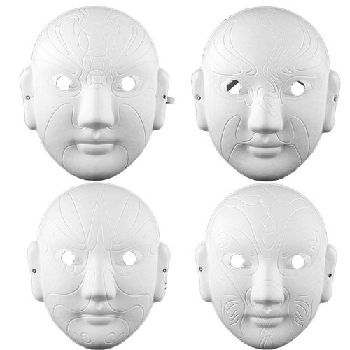 DIY hand-painted paper pulp Peking Opera facial mask white embryo graffiti indentation white production mask